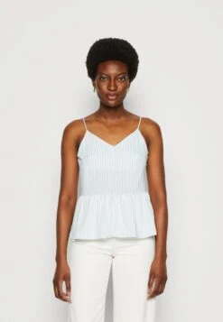 Anna Field Top - Light Blue/white
