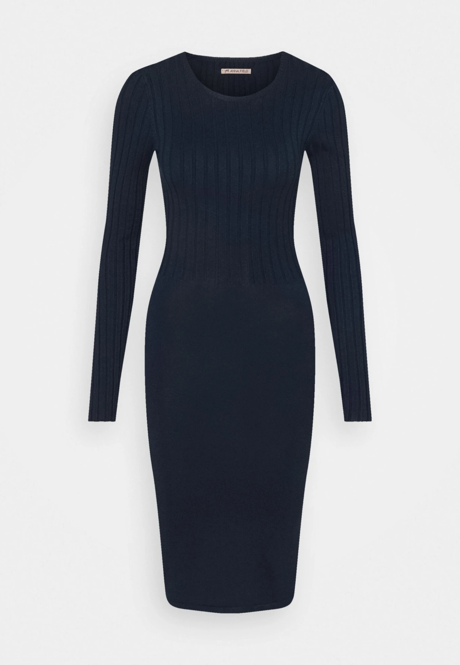 Anna Field CREW AUSSCHNITT RIPP TOP BODYCON MINI STRICKKLEID - Sukienka Etui - Dark Blue - obrazek 5