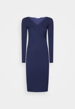 Anna Field V AUSSCHNITT BODYCON MIDI STRICKKLEID - Sukienka Etui - Dark Blue