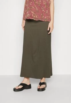 MATERNITY MAXI SKIRT WITH DRAWSTRING WAISTBAND - Długa Spódnica - 606 - Khaki